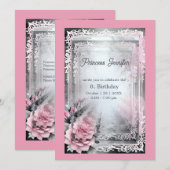 Invitation miroir de conte de fées princesse rose (Devant / Derrière)