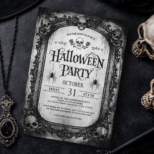Invitation Miroir victorien crâne gothique fête d'Halloween