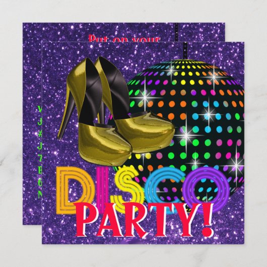 Invitation Mirror Ball Disco Dance Party (Devant / Derrière)