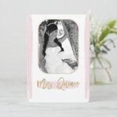 Invitation Mis en or rose Quince Quinceañera Photo (Debout devant)