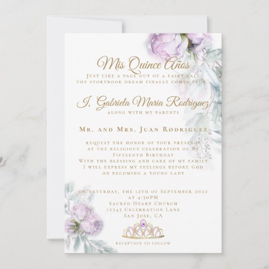 Invitation Mis Quince Años (Devant)