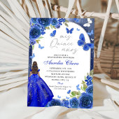 Invitation Mis Quince Anos Blue Silver Rose Quinceanera