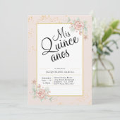 Invitation Mis Quince Anos Chic Floral Quinceañera (Debout devant)