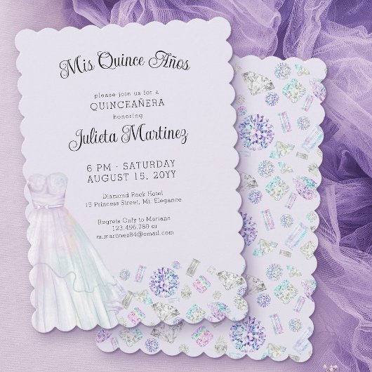 Invitation Mis Quince Anos Diamond Princesse Lilac Quinceaner