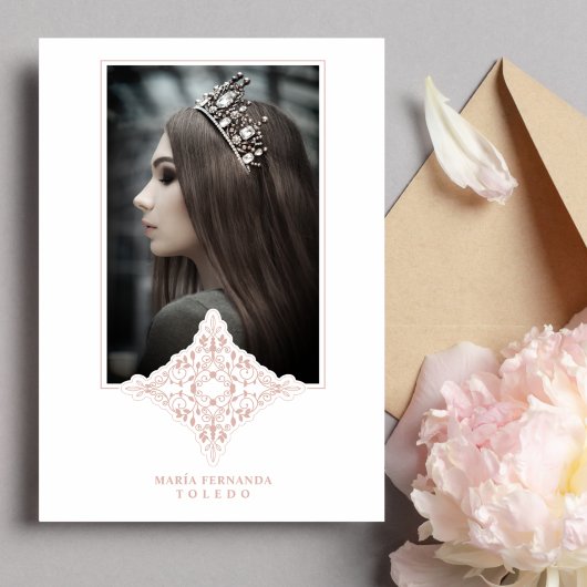 Invitation Mis Quince Años Español Foto Efecto Dusty Rose