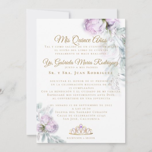 Invitation Mis Quince Años Modernos (Devant)