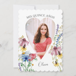 Invitation Mis Quince Anos Photo Wildflower Quinceanera