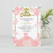 Invitation Mis Quince Bilingue Rose Rosée Rosée Fl (Debout devant)