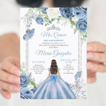 Invitation Mis Quince Dusty Blue & Silver Floral Quinceañera<br><div class="desc">Dusty Blue & Silver Floral Quinceañera Invitation Mis Quince 15 Anos,  16e Anniversaire, </div>