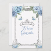 Invitation Mis Quince Dusty Blue & Silver Floral Quinceañera (Dos)