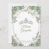 Invitation Mis Quince Dusty Green & Silver Floral Quinceañera (Dos)