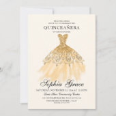 Invitation Mis Quince Elegant Faux Gold Parties scintillant Q (Devant)