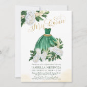 Invitation Mis Quince Emerald Green Peony blanc Quinceanera (Devant)