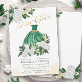Invitation Mis Quince Emerald Green Peony blanc Quinceanera