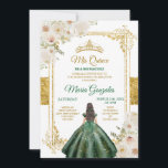 Invitation Mis Quince Emerald Vert & Blanc Floral Anniversair<br><div class="desc">Mis Quince Emerald Green & White Floral Birthday Quinceanera Invitation Mis Quince Anos,  15e anniversaire, </div>