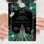 Invitation Mis Quince Emerald Vert et Noir Anniversaire<br><div class="desc">Mis Quince Emerald Green & Black Birthday Invitation Mis Quince Anos,  15e anniversaire.</div>