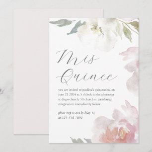 Invitation Mis Quince Floral 15 ans Anniversaire Quinceañera