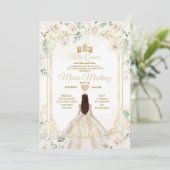 Invitation Mis Quince Ivory White Floral Princess Anniversair (Debout devant)
