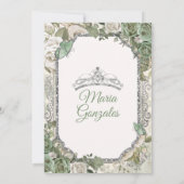 Invitation Mis Quince Sage Green & Silver Floral Quinceañera (Dos)
