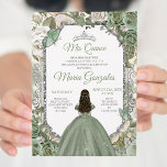 Invitation Mis Quince Sage Green & Silver Floral Quinceañera<br><div class="desc">Sage Green & Silver Floral Quinceañera Invitation Mis Quince Anos,  15e anniversaire, </div>