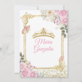 Invitation Mis rose et or Quince 15 Anos Papillon Couronne (Dos)