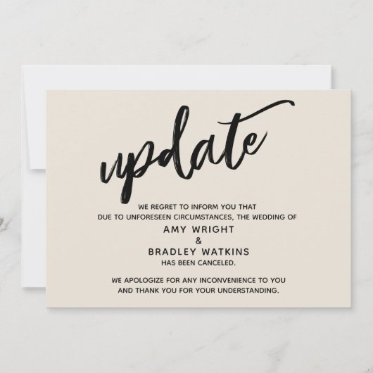 Invitation Mise à jour d'annulation de mariage écrite à la ma (Devant)