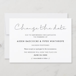 Invitation Mise à jour de la date écrite à la main minimalist