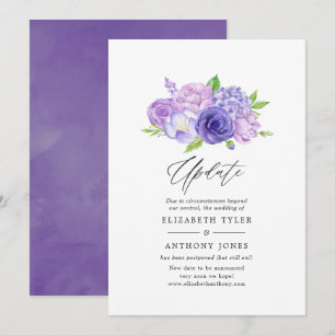 Invitation Mise à jour de mariage aquarelle florale ultra vio