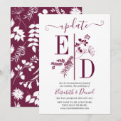 Invitation Mise à jour de mariage avec des initiales simples  (Devant / Derrière)