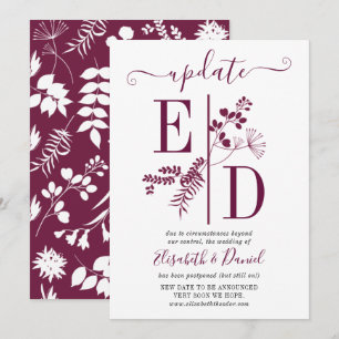 Invitation Mise à jour de mariage avec des initiales simples
