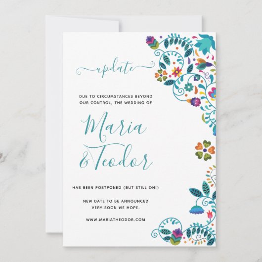 Invitation Mise à jour de mariage de style mexicain à motif f (Devant)