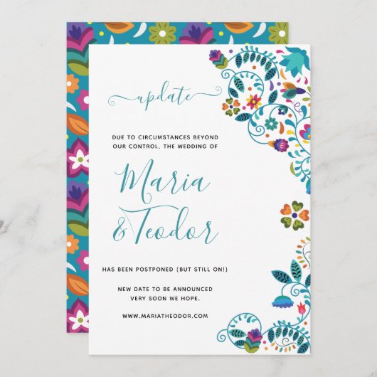 Invitation Mise à jour de mariage de style mexicain à motif f (Devant / Derrière)