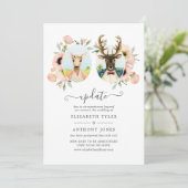 Invitation Mise à jour de mariage drôle de cerf de forêt boho (Debout devant)