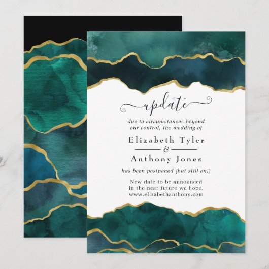 Invitation Mise à jour de mariage en pierre d'agate géode sar (Devant / Derrière)