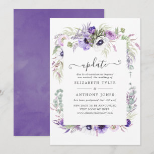 Invitation Mise à jour de mariage floral aquarelle violet pou