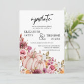 Invitation Mise à jour de mariage floral automnal rose Bourgo (Debout devant)