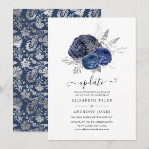 Invitation Mise à jour de mariage floral marine et argent
