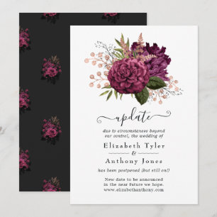 Invitation Mise à jour de mariage floral Marsala et Rose Gold