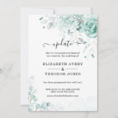 Invitation Mise à jour de mariage floral turquoise et verts s (Devant)