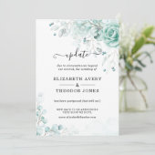 Invitation Mise à jour de mariage floral turquoise et verts s (Debout devant)