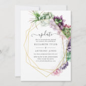 Invitation Mise à jour de mariage géométrique de succulente d (Devant)