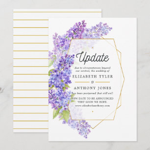 Invitation Mise à jour de mariage herbier géométrique violet