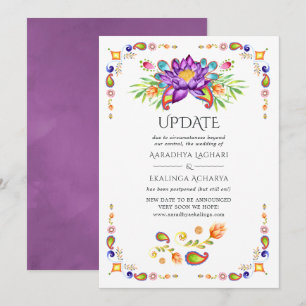 Invitation Mise à jour de mariage indien floral paisley tenda