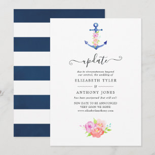 Invitation Mise à jour de mariage nautique à l'aquarelle