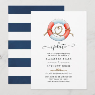 Invitation Mise à jour de mariage nautique à l'aquarelle