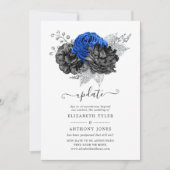 Invitation Mise à jour des Mariages floraux Royal Blue, Black (Devant)