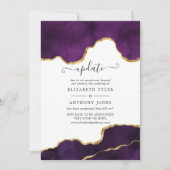 Invitation Mise à jour du Mariage Agate Purple et Gold (Devant)