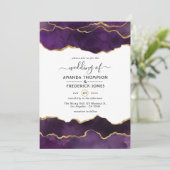 Invitation Mise à jour du Mariage Agate Purple et Gold (Debout devant)