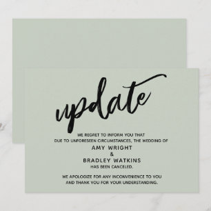 Invitation Mise à jour du mariage annulé écrite à la main sur