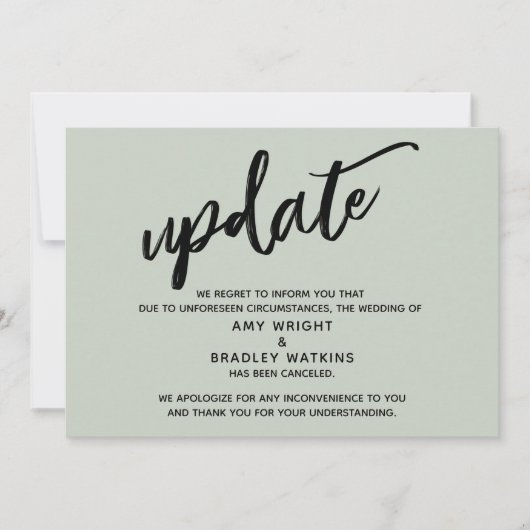 Invitation Mise à jour du mariage annulé par écriture manuscr (Devant)